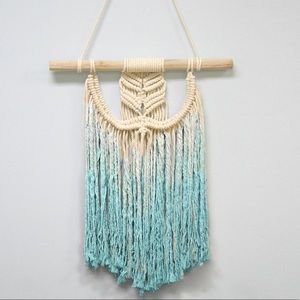 Teal Ombré Chevron Macrame Wall Decor NWT